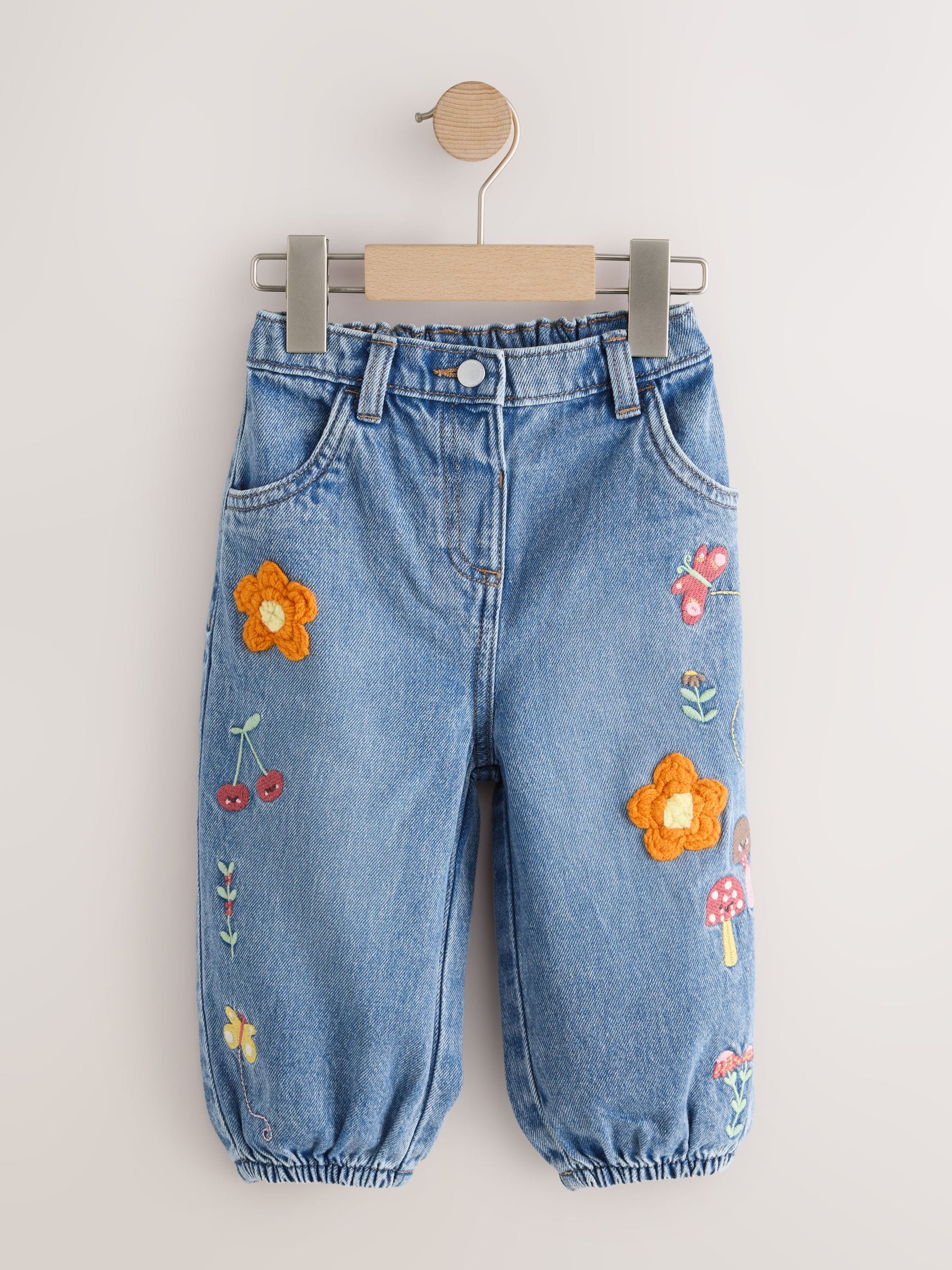 Dsiney Kidz - Mushroom/ Floral Embroidered Barrel Jeans (3mths-7yrs) image 5
