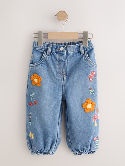 Dsiney Kidz - Mushroom/ Floral Embroidered Barrel Jeans (3mths-7yrs) image 5
