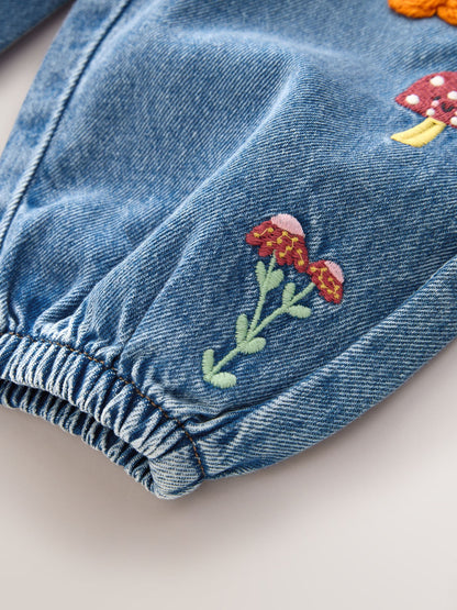 Dsiney Kidz - Mushroom/ Floral Embroidered Barrel Jeans (3mths-7yrs) image 8