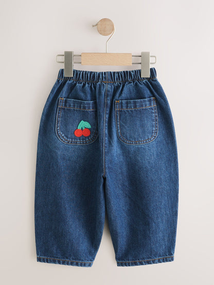 Dsiney Kidz - Rainbow Cherry Crochet Embroidered Barrel Jeans (3mths-7yrs) image 6