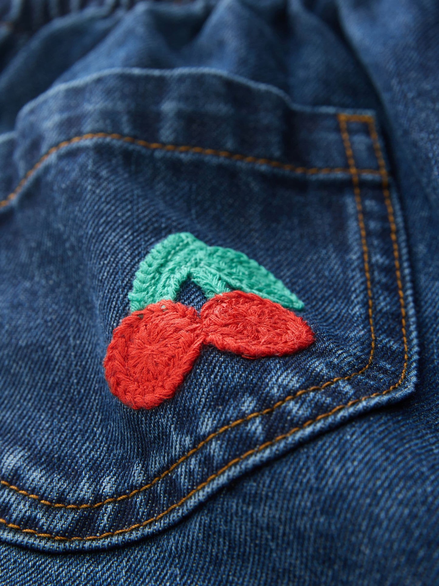 Dsiney Kidz - Rainbow Cherry Crochet Embroidered Barrel Jeans (3mths-7yrs) image 7
