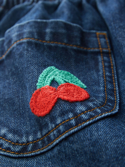 Dsiney Kidz - Rainbow Cherry Crochet Embroidered Barrel Jeans (3mths-7yrs) image 7