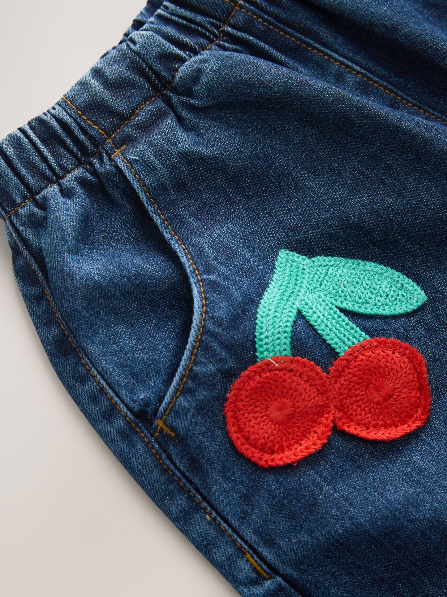 Dsiney Kidz - Rainbow Cherry Crochet Embroidered Barrel Jeans (3mths-7yrs) image 8