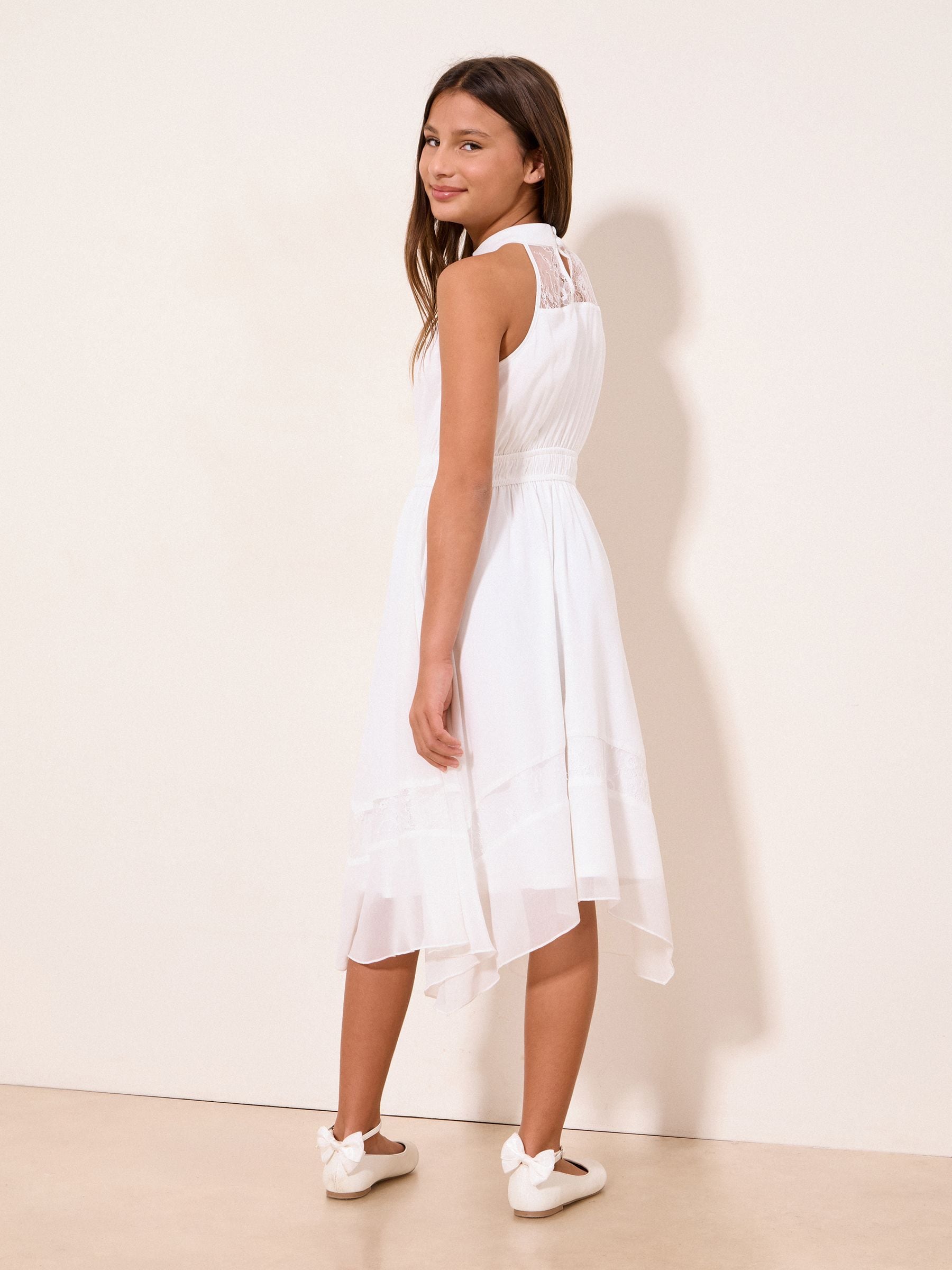 Lipsy White Lace Hanky Hem Occasion Dress (5-16yrs) image 4