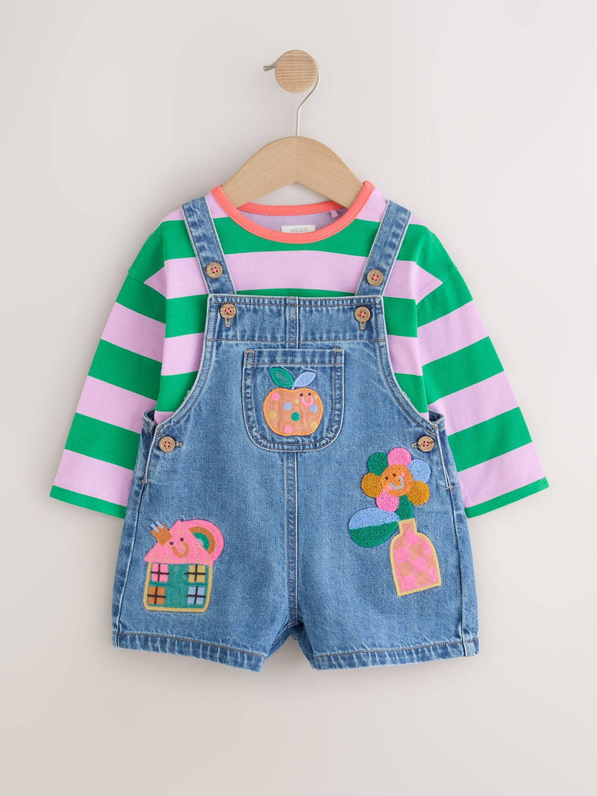 Dsiney Kidz - Denim Stripe T-Shirt Dungaree and Tights Set (3mths-7yrs) image 7