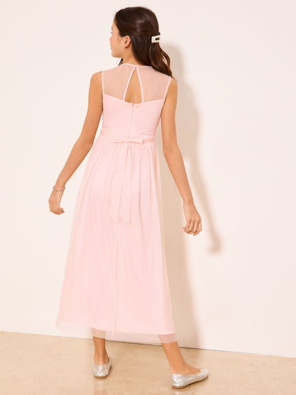 Lipsy Pink Embellished Mesh Occasion Dress (7-16yrs) image 4