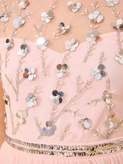 Lipsy Pink Embellished Mesh Occasion Dress (7-16yrs) image 5