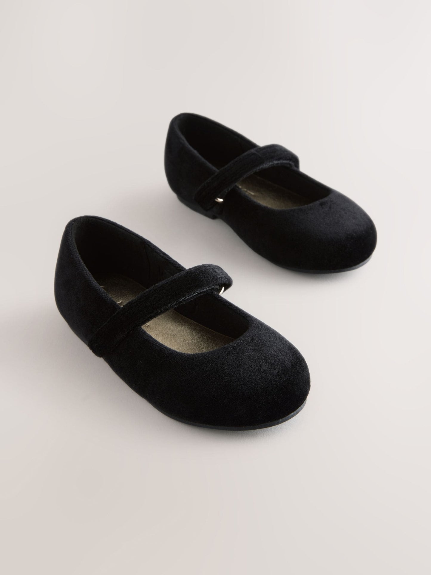 Black Velvet Wide Fit (G) Mary Jane Touch Fastening Occasion Shoes image 1