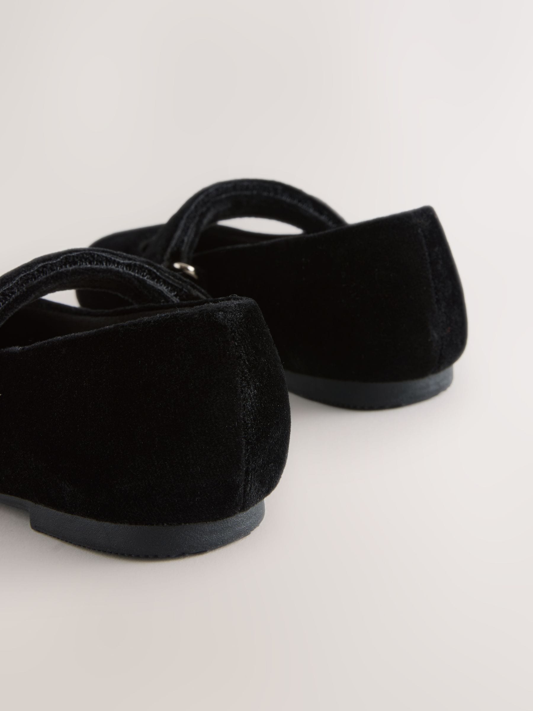 Black Velvet Wide Fit (G) Mary Jane Touch Fastening Occasion Shoes image 5