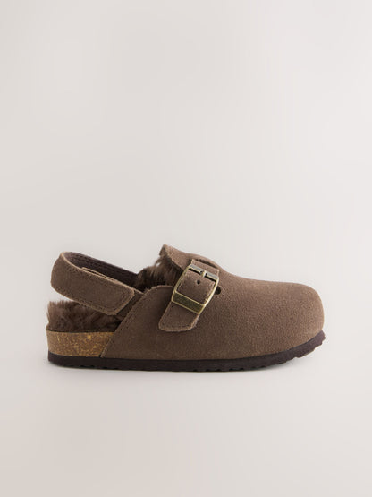 Chocolate Brown Standard Fit (F) Leather Clogs image 2