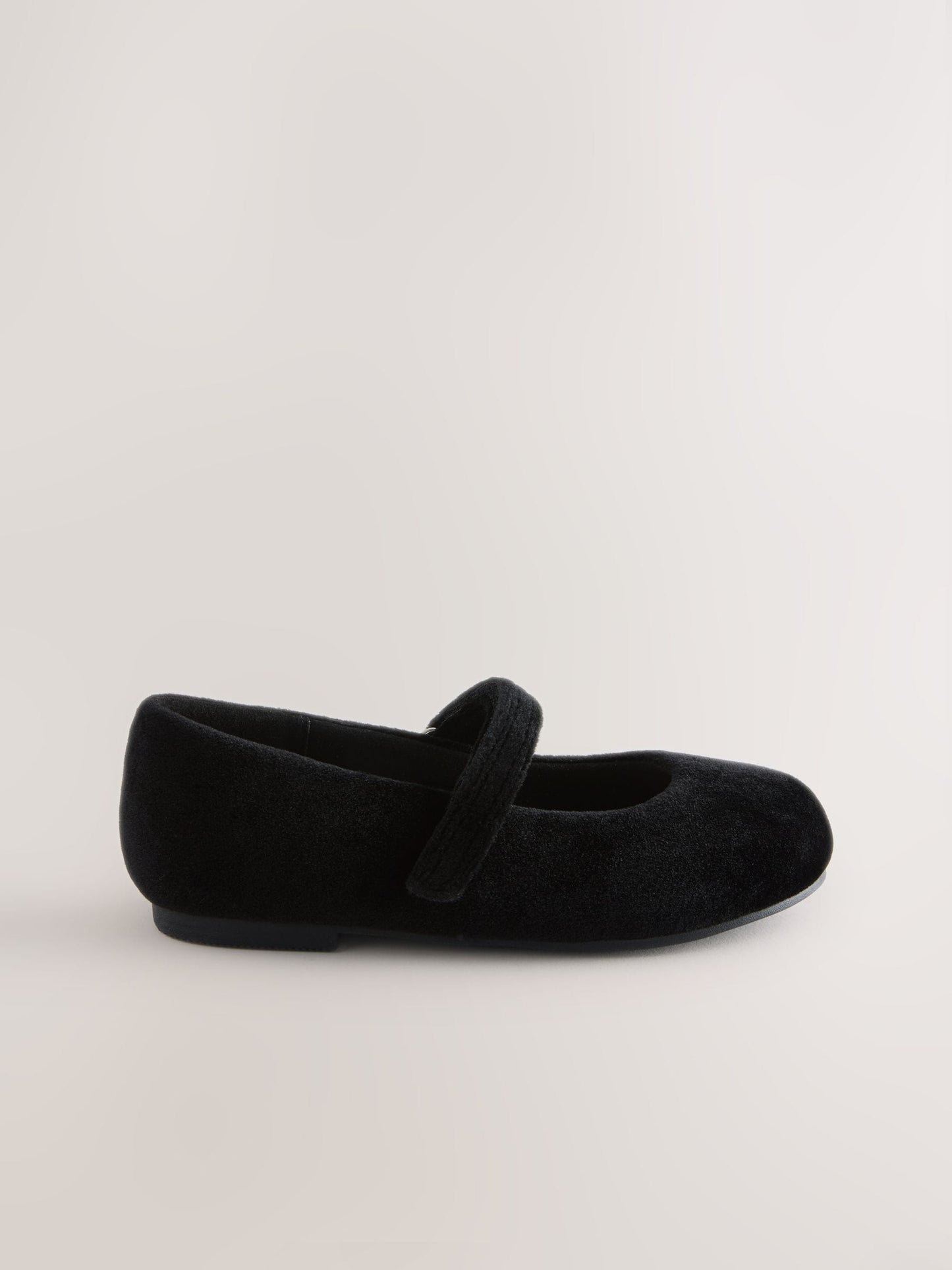 Black Velvet Standard Fit (F) Mary Jane Touch Fastening Occasion Shoes image 2