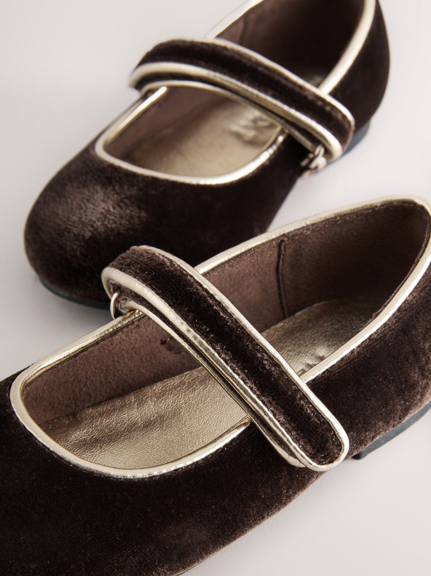 Chocolate Brown Velvet Standard Fit (F) Mary Jane Touch Fastening Occasion Shoes image 3
