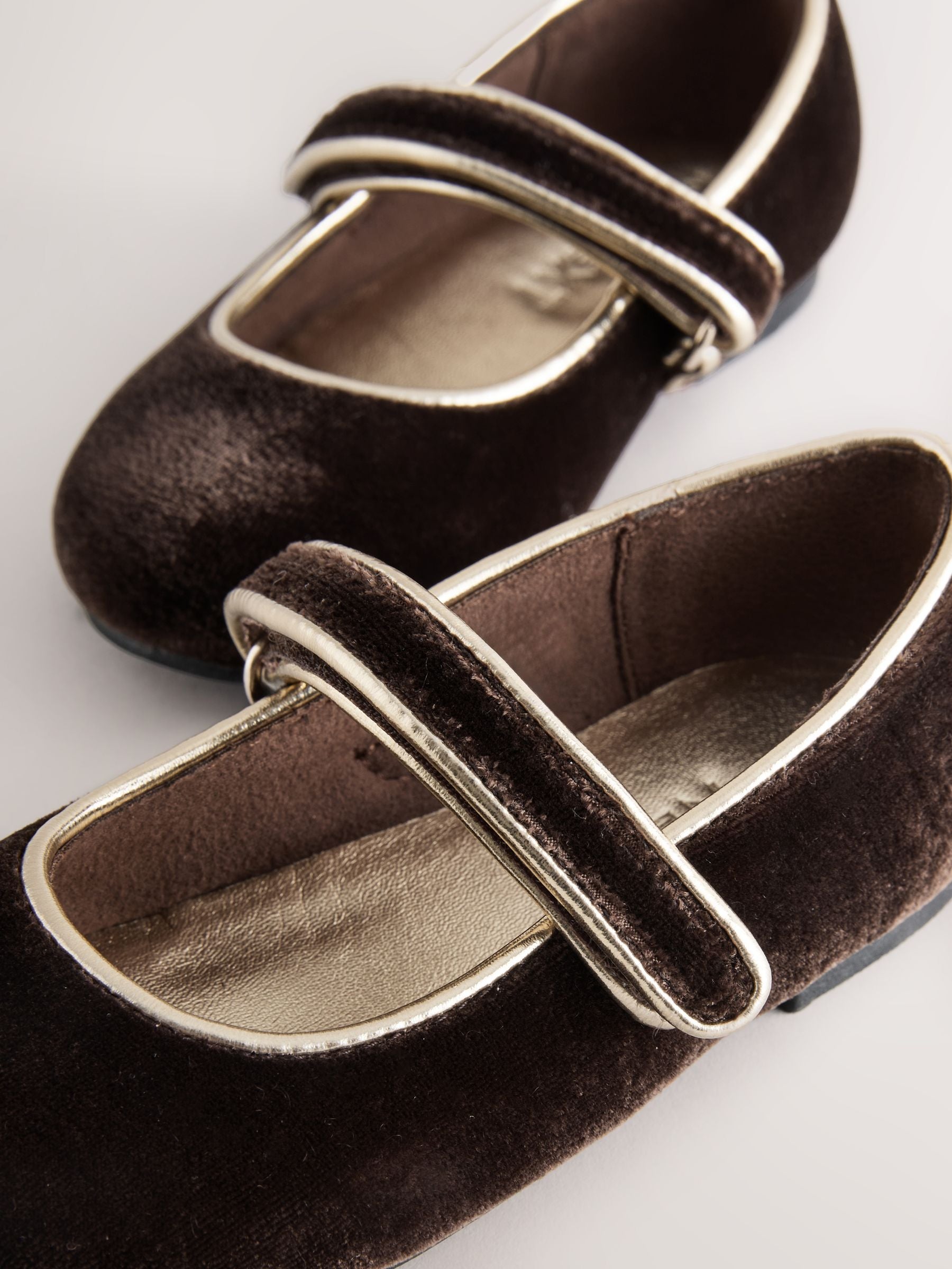 Chocolate Brown Velvet Standard Fit (F) Mary Jane Touch Fastening Occasion Shoes image 3