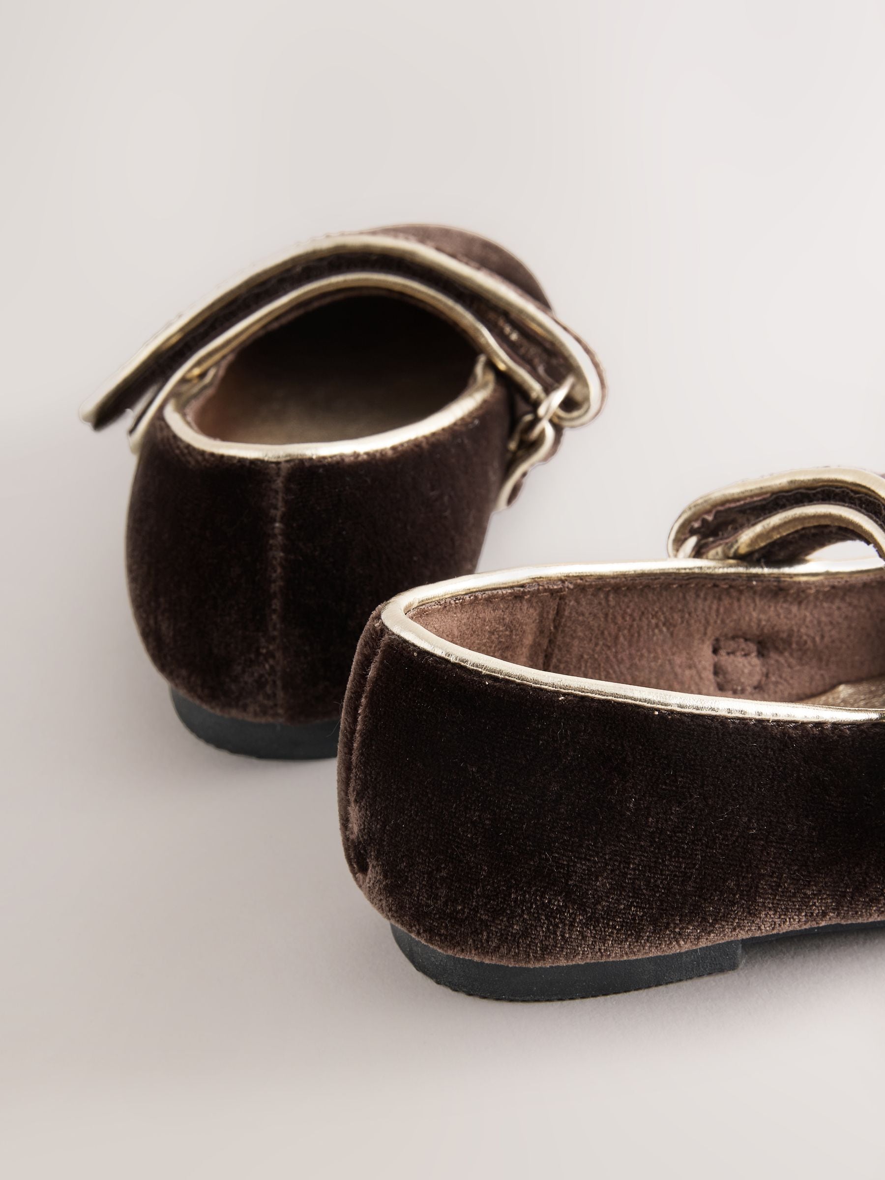 Chocolate Brown Velvet Standard Fit (F) Mary Jane Touch Fastening Occasion Shoes image 4