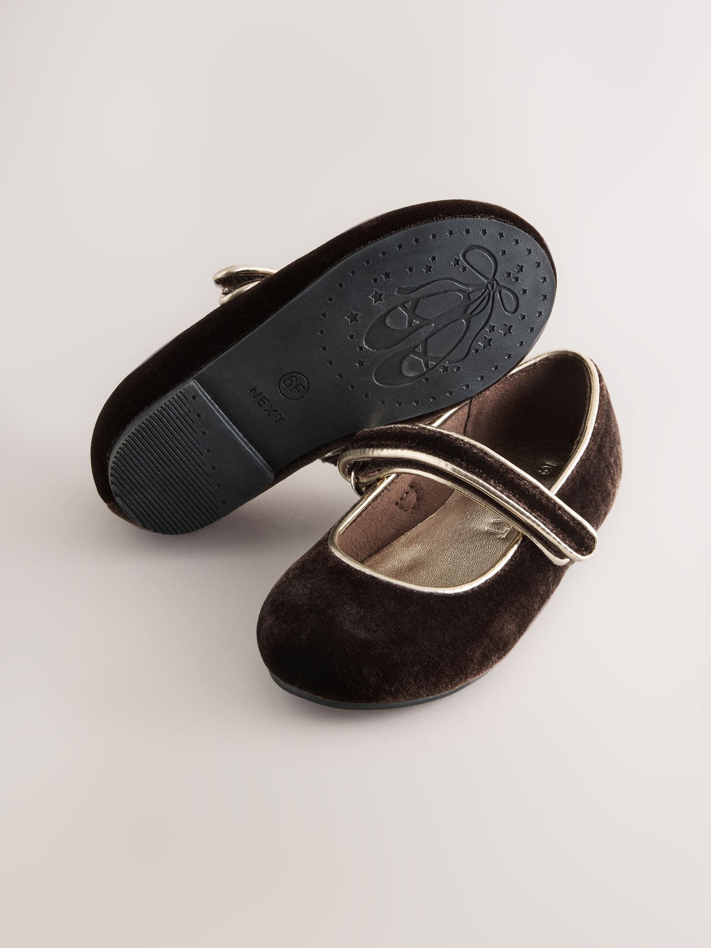 Chocolate Brown Velvet Standard Fit (F) Mary Jane Touch Fastening Occasion Shoes image 5