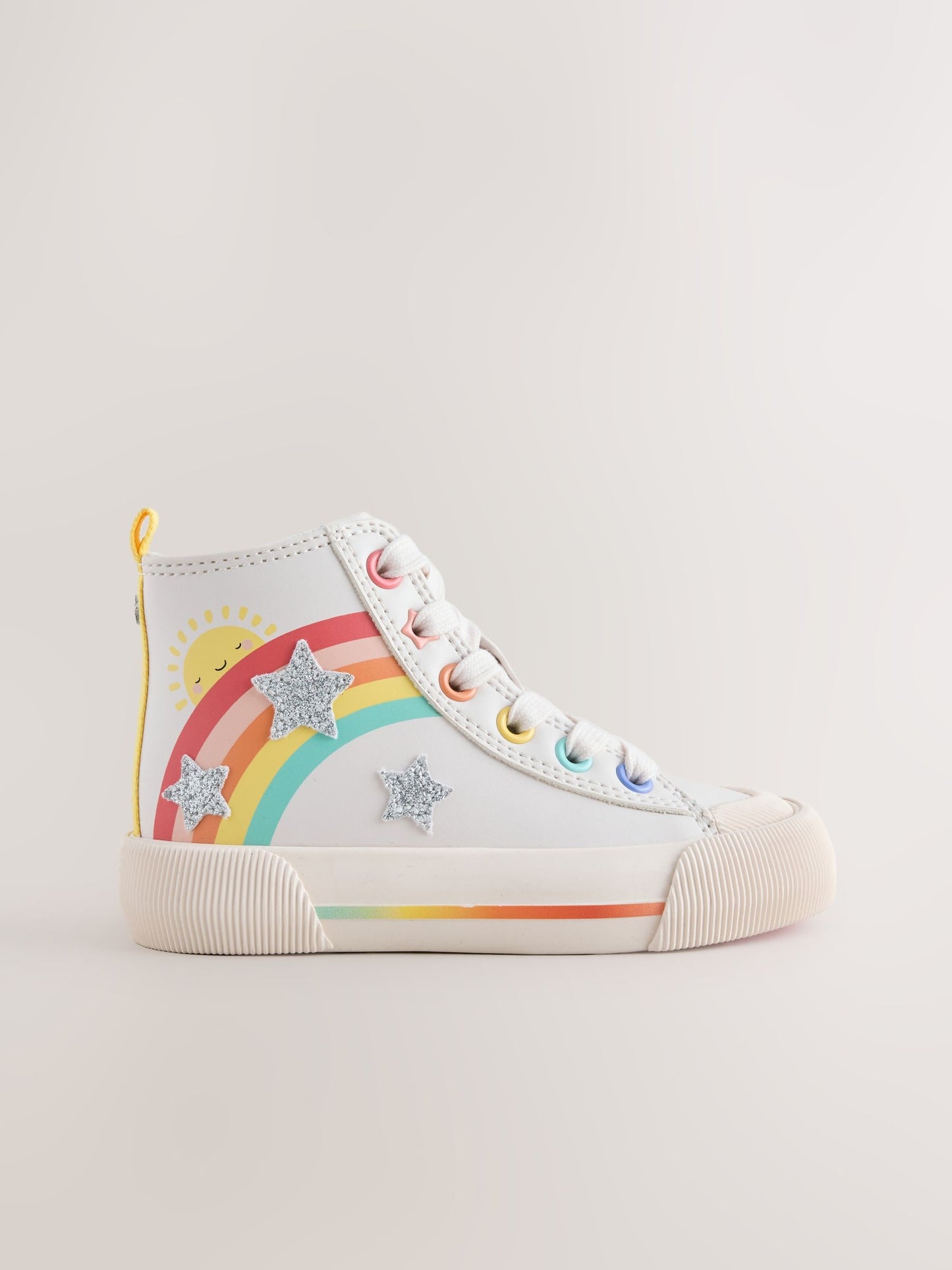White Rainbow Wide Fit (G) High Top Trainers image 1