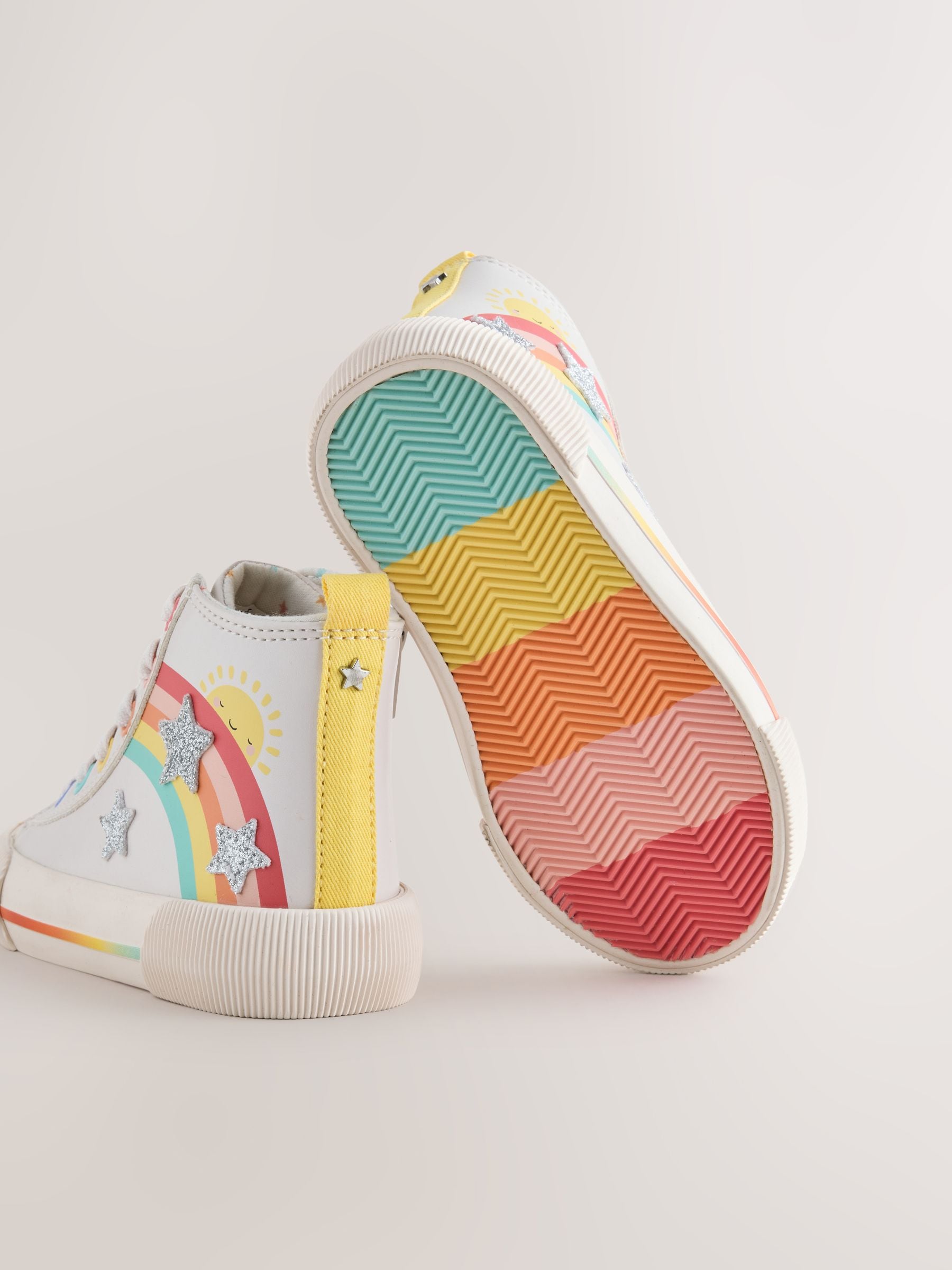 White Rainbow Wide Fit (G) High Top Trainers image 3