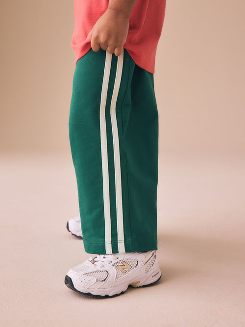 Green Wide Leg Side Stripe Joggers (3mths-7yrs) image 1
