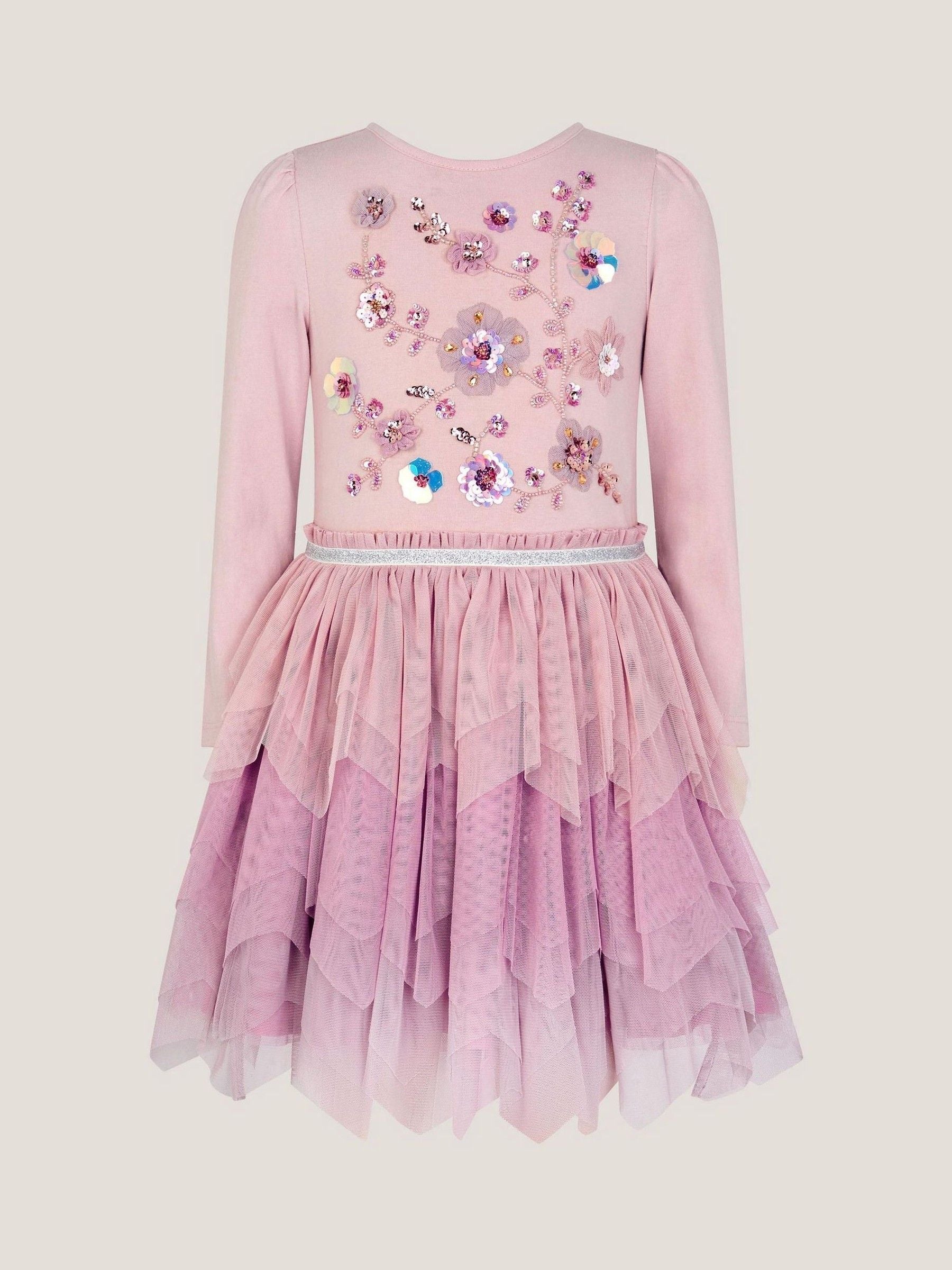 Monsoon Purple Floral Sequin Embellished Disco Dress image 2