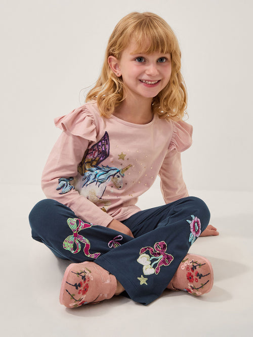 Monsoon Purple Unicorn Embellished Long Sleeve Top image 1