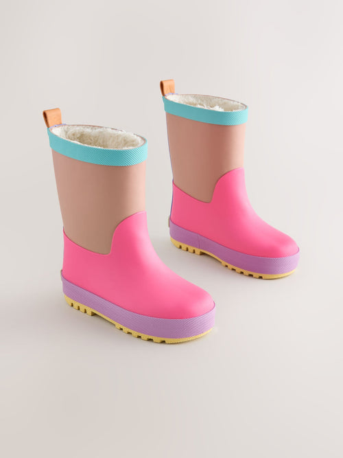 Pink/Brown Colourblock Wellies image 1