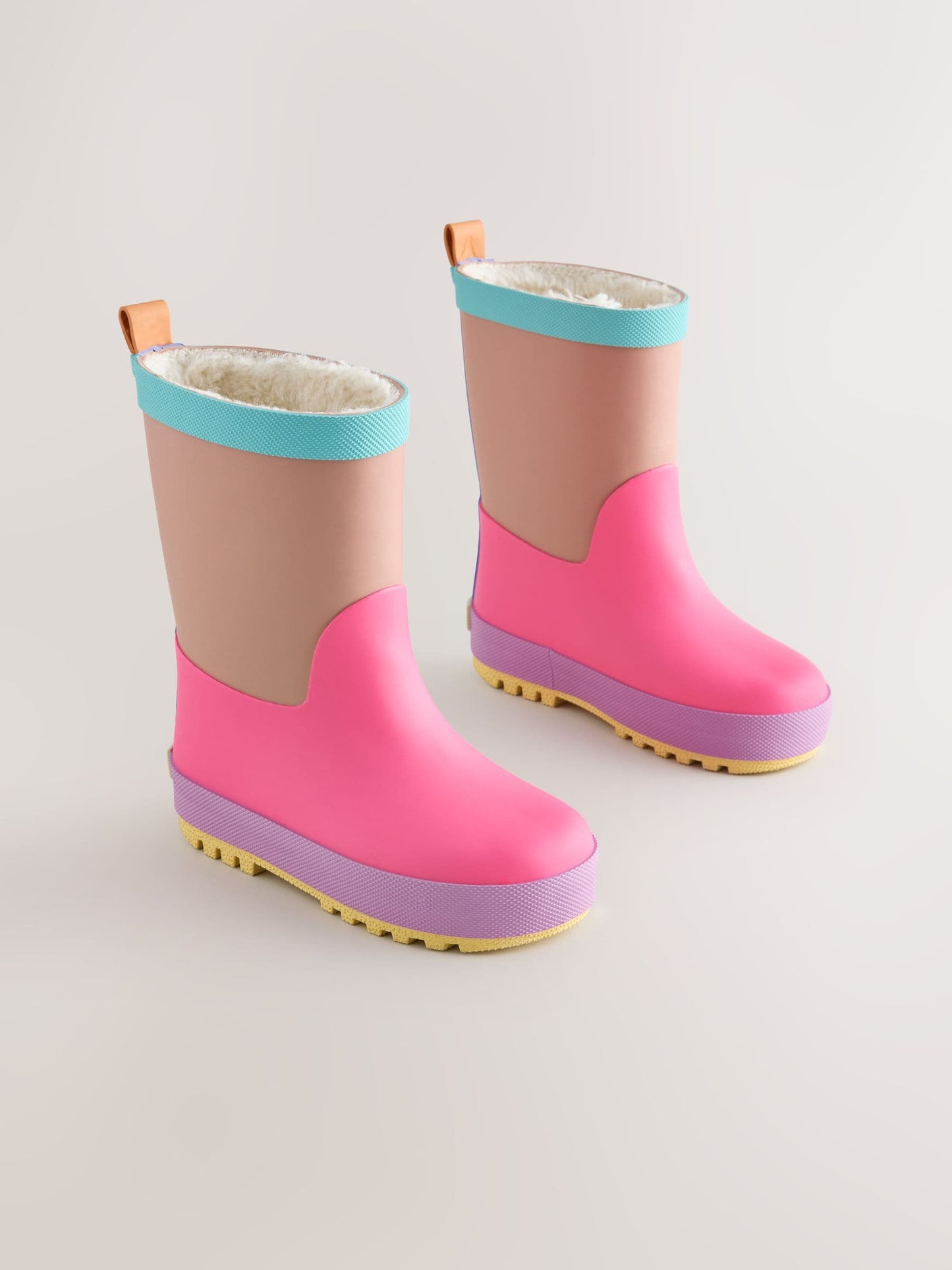 Pink/Brown Colourblock Wellies image 1