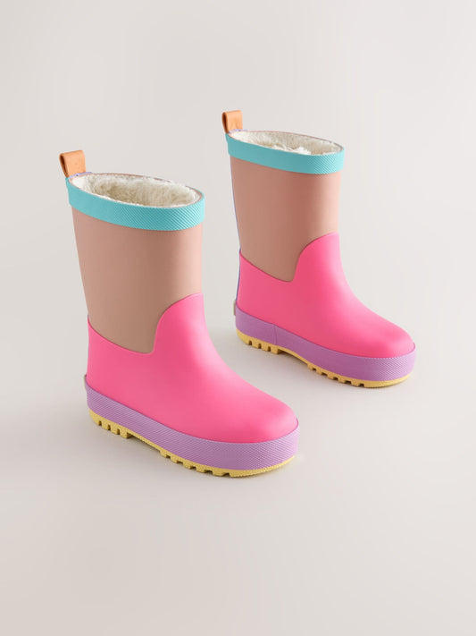 Pink/Brown Colourblock Wellies image 1