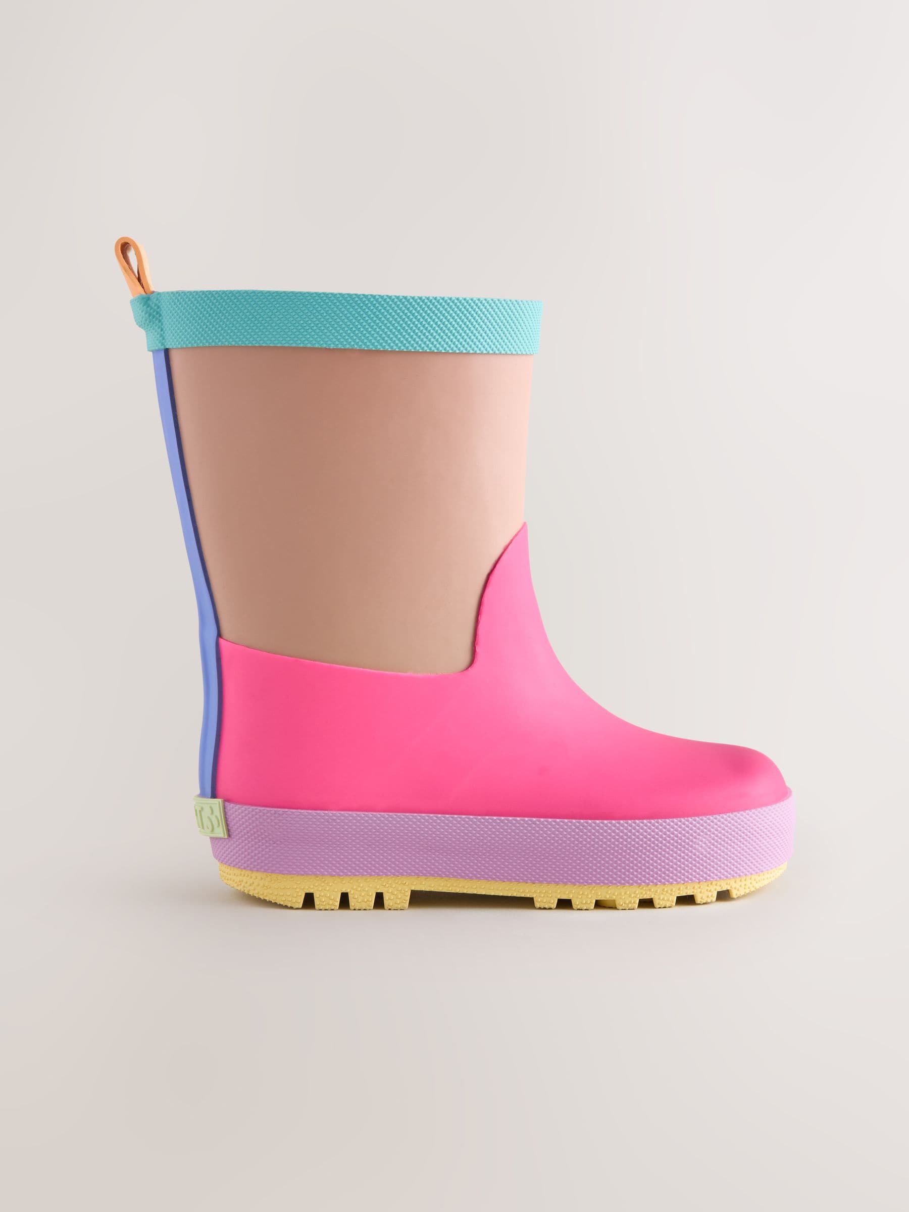 Pink/Brown Colourblock Wellies image 2
