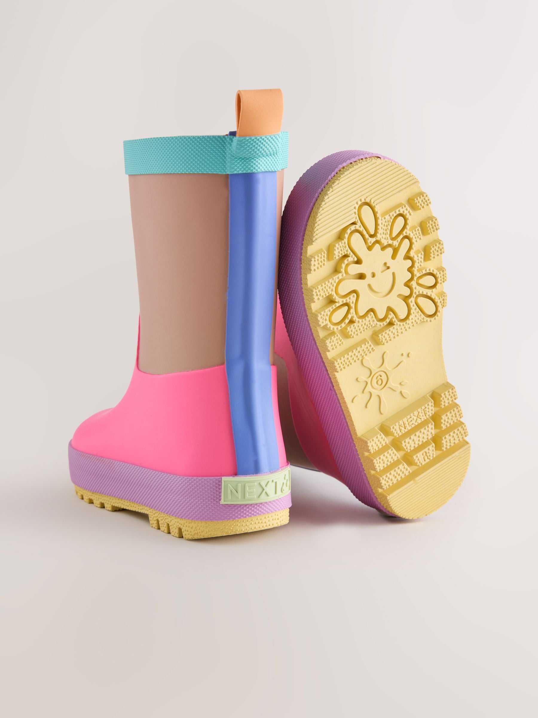 Pink/Brown Colourblock Wellies image 3