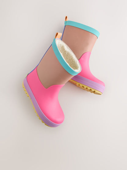 Pink/Brown Colourblock Wellies image 5