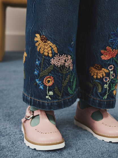 Dsiney Kidz - Pink Floral Embroidered Denim Dungaree Set (3mths-7yrs) image 3