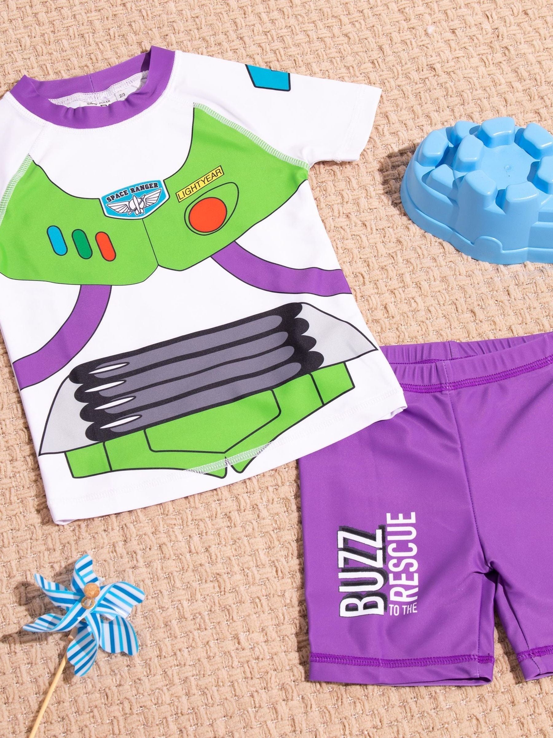 Vanilla Underground Multicoloured Disney Buzz Lightyear Novelty Dress-Up Style 2 Piece Swim Suit image 4