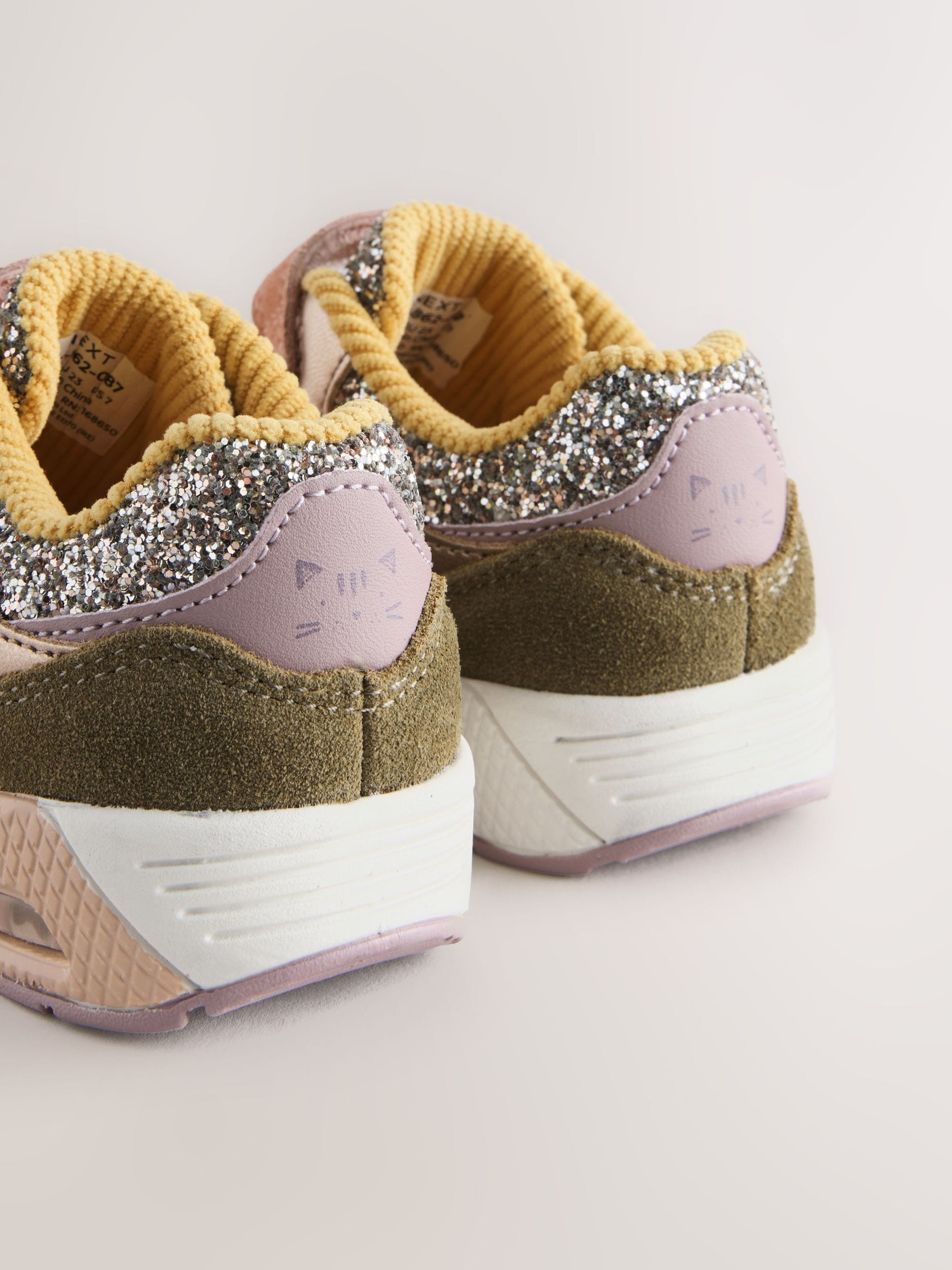 Multi Glitter Touch Fastening Elastic Lace Bubble Trainers image 3
