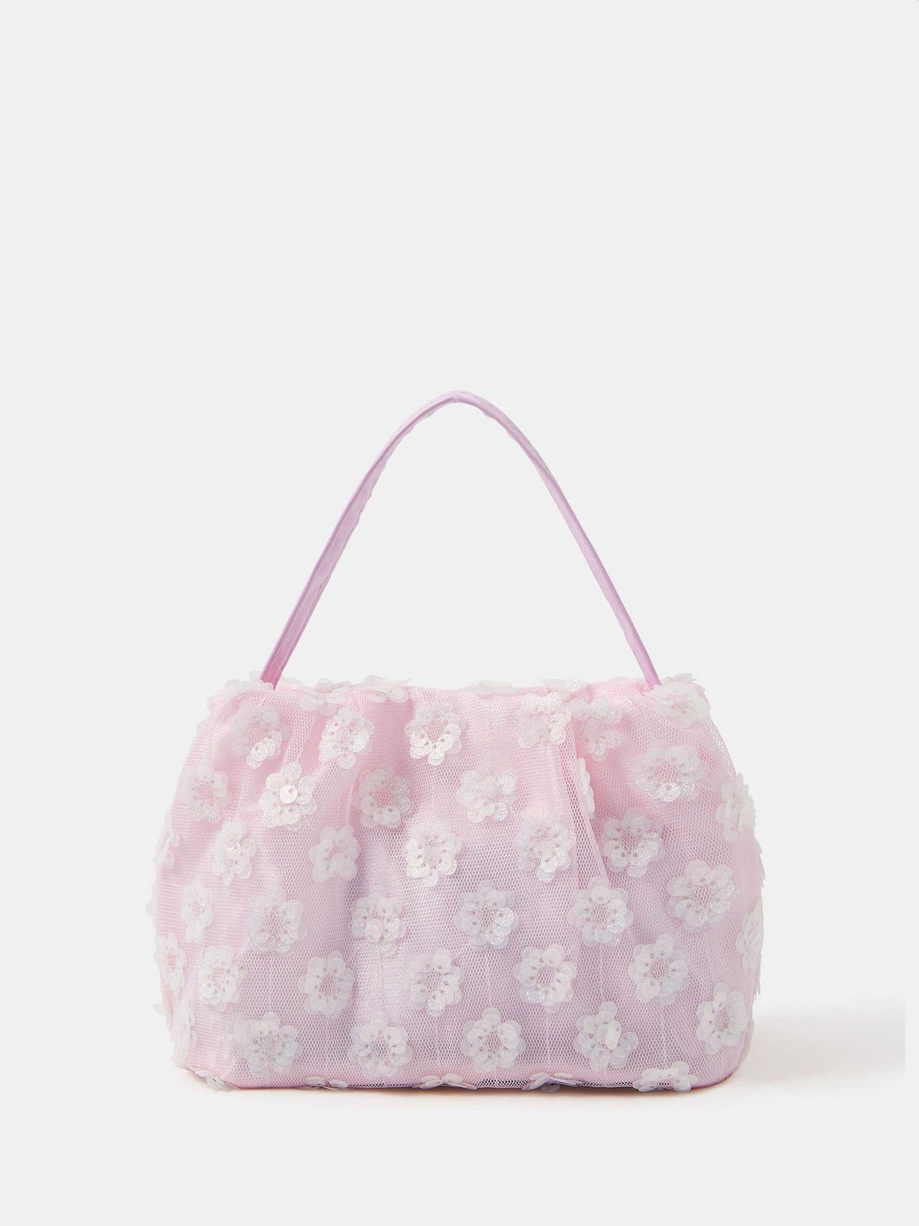 Angels By Accessorize Pink Girls Flower Sequin Shoulder Bag image 1
