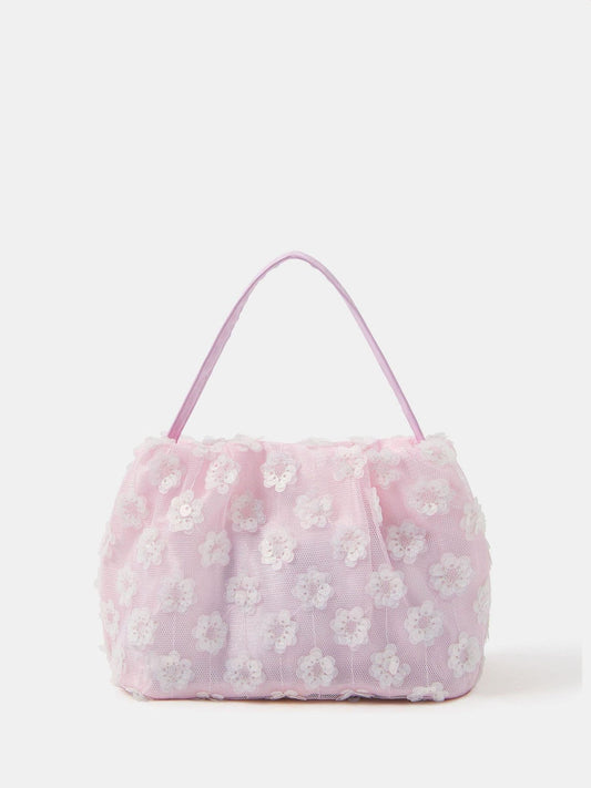 Angels By Accessorize Pink Girls Flower Sequin Shoulder Bag image 1