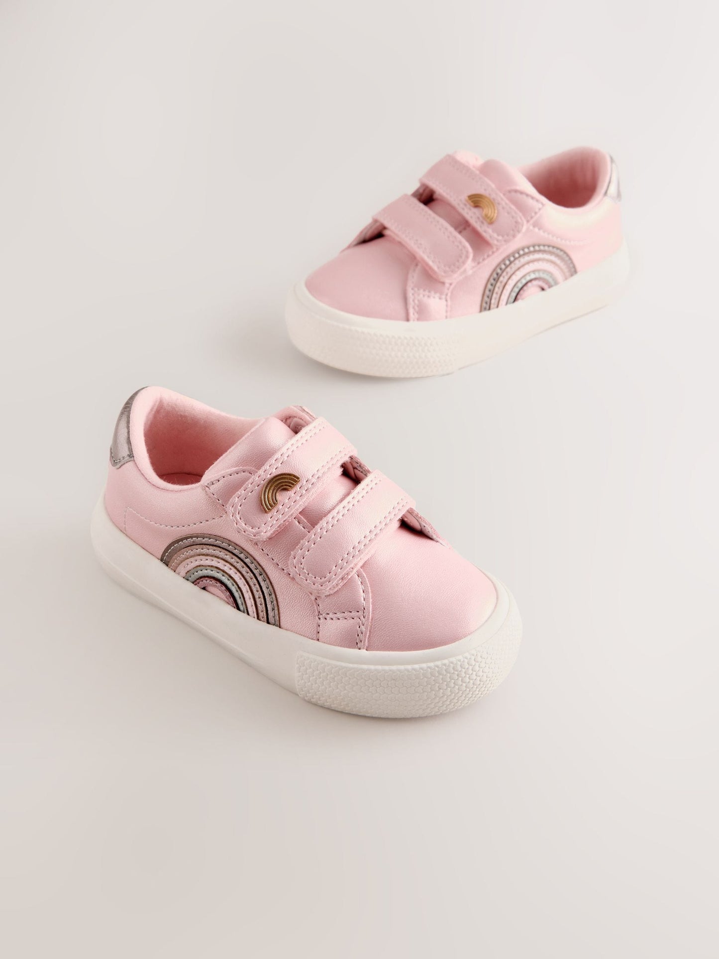 Pink Metallic Wide Fit (G) Touch Fasten Trainers image 1