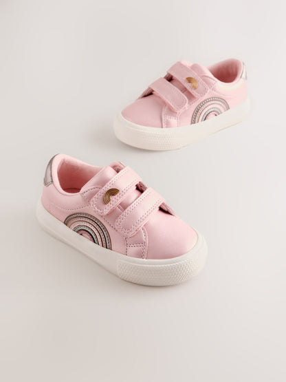 Pink Metallic Wide Fit (G) Touch Fasten Trainers image 1