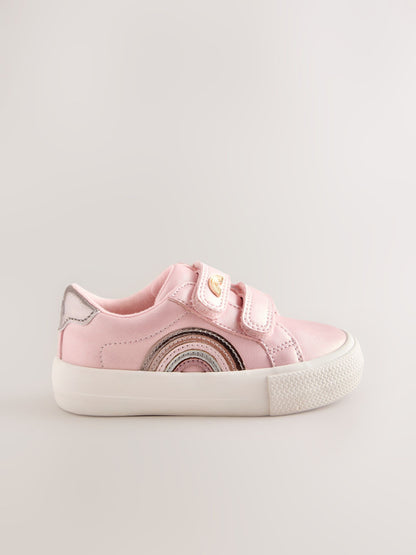 Pink Metallic Wide Fit (G) Touch Fasten Trainers image 2