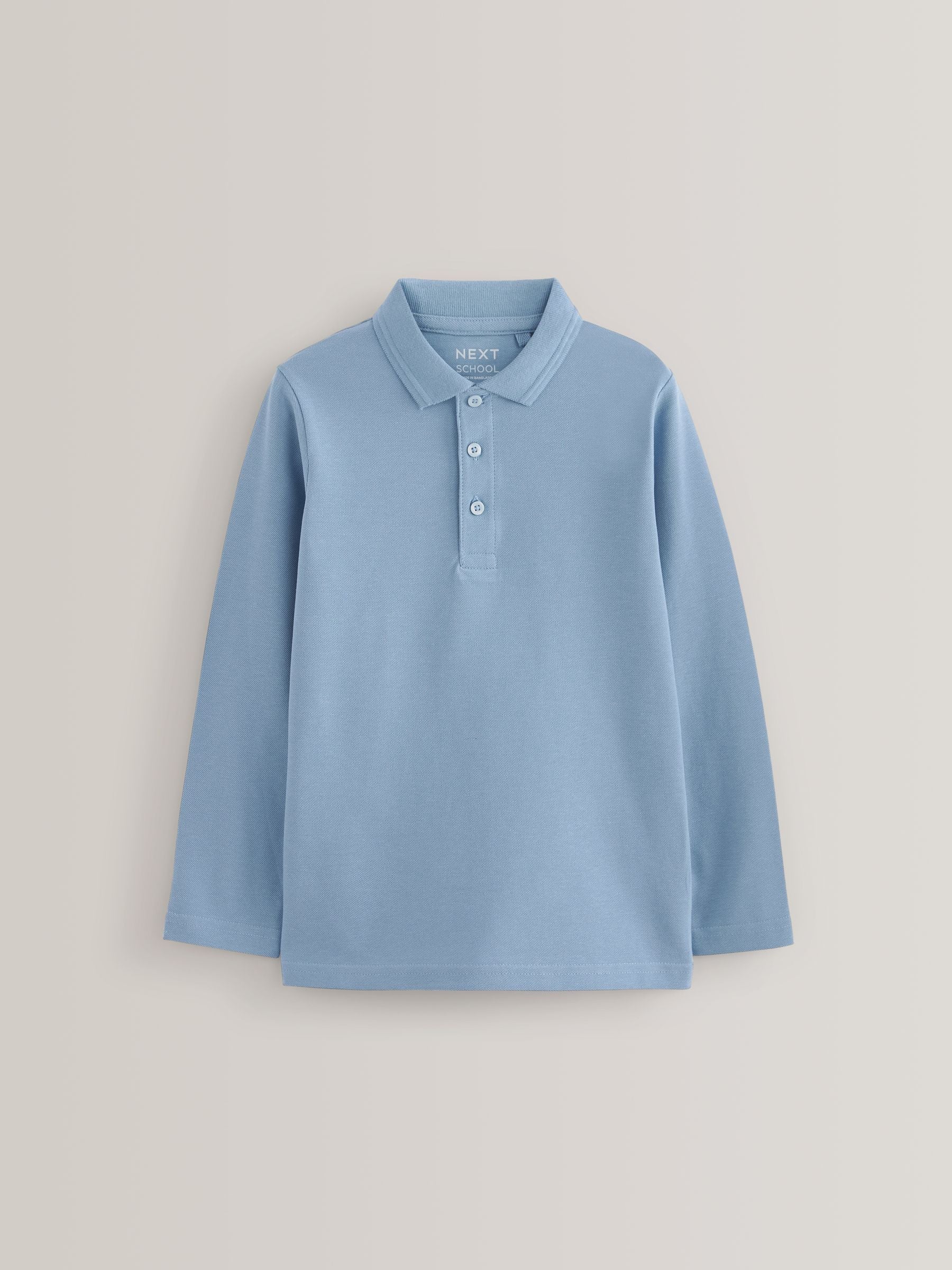Dsiney Kidz - Blue Long Sleeve School Polo Shirts 5 Pack (3-16yrs) image 2