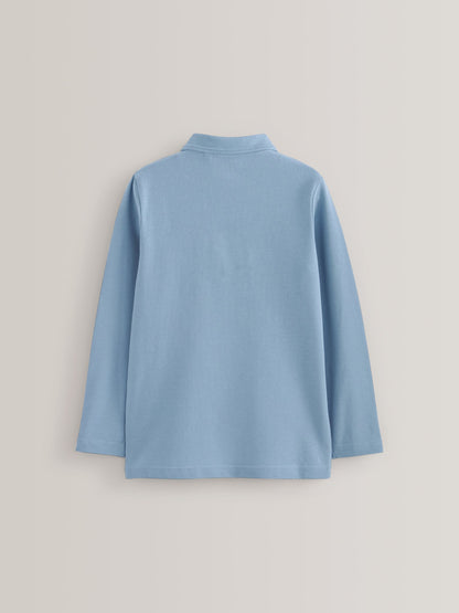Dsiney Kidz - Blue Long Sleeve School Polo Shirts 5 Pack (3-16yrs) image 3