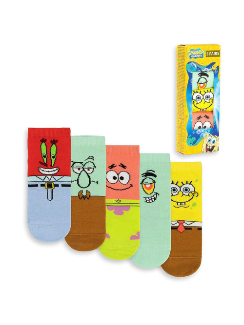 Dsiney Kidz - Vanilla Underground Multicolour SpongeBob SquarePants Calf Socks Set of 5 image 1