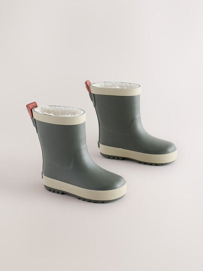 Dsiney Kidz - Green Khaki Warm Lined Rubber Wellies image 1