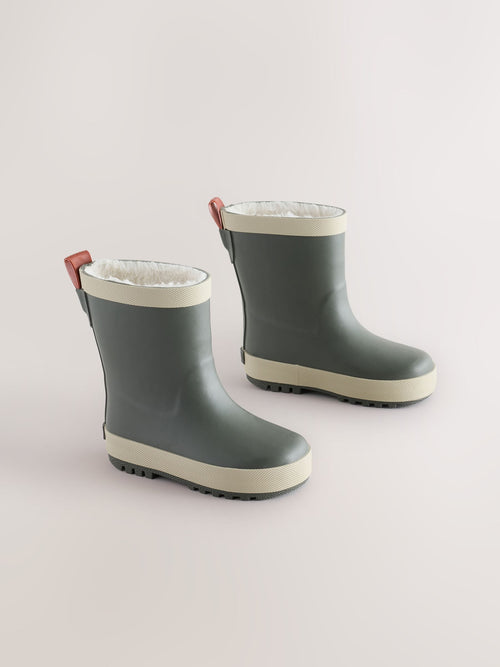 Dsiney Kidz - Green Khaki Warm Lined Rubber Wellies image 1
