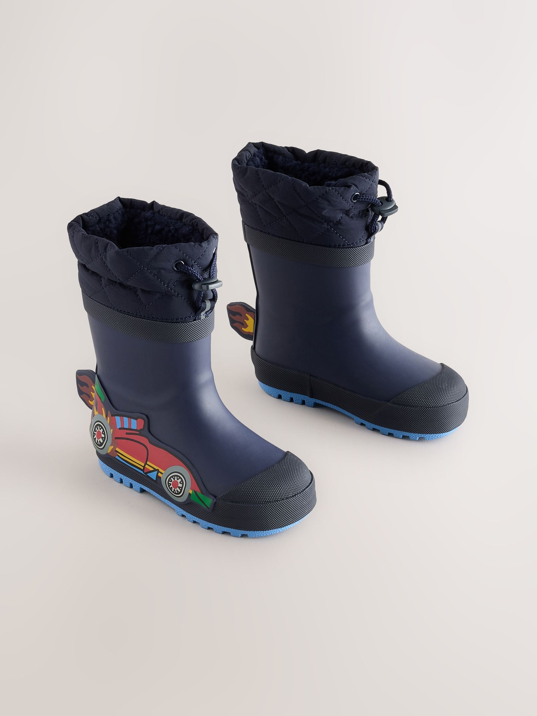Navy Car Cuff Welly Wellies image 1