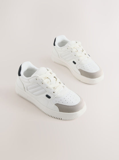 White Lace Up Smart Trainers image 1