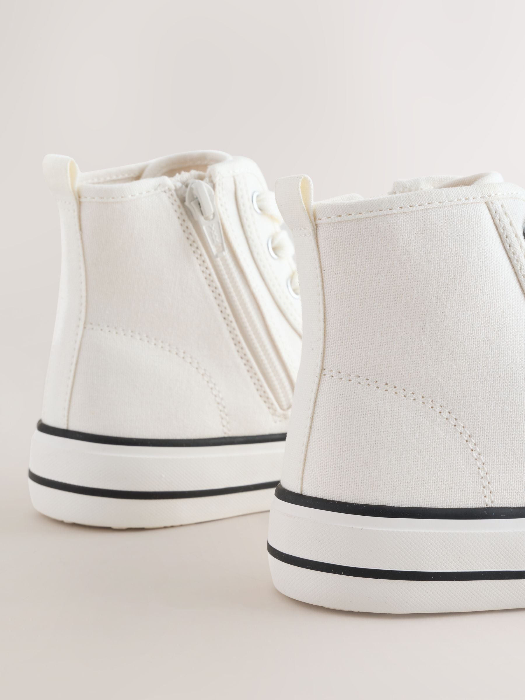 White Canvas Wide Fit (G) Lace Up High Top Trainers image 6