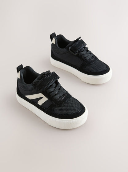 Black Standard Fit (F) Touch Fastening Elastic Lace Trainers image 1