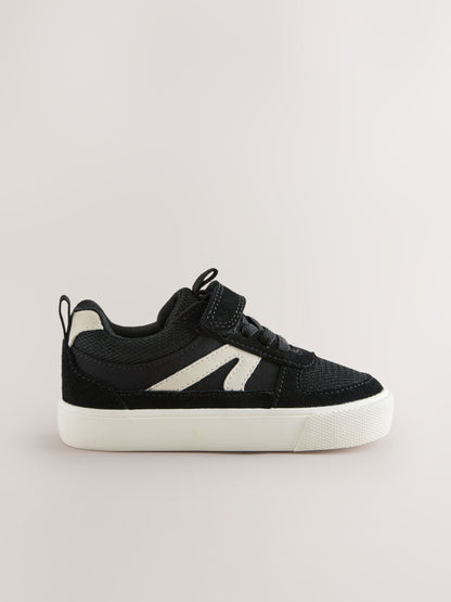 Black Standard Fit (F) Touch Fastening Elastic Lace Trainers image 5