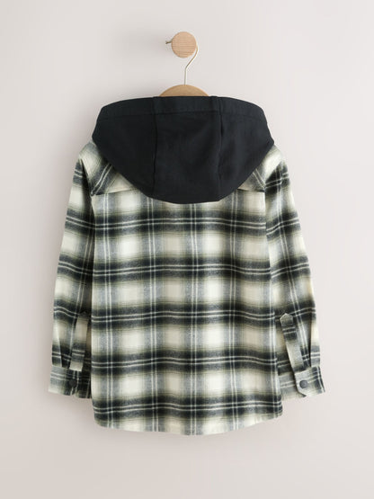 Dsiney Kidz - Black/Green Check Long Sleeve Hooded Shirt (3-16yrs) image 6