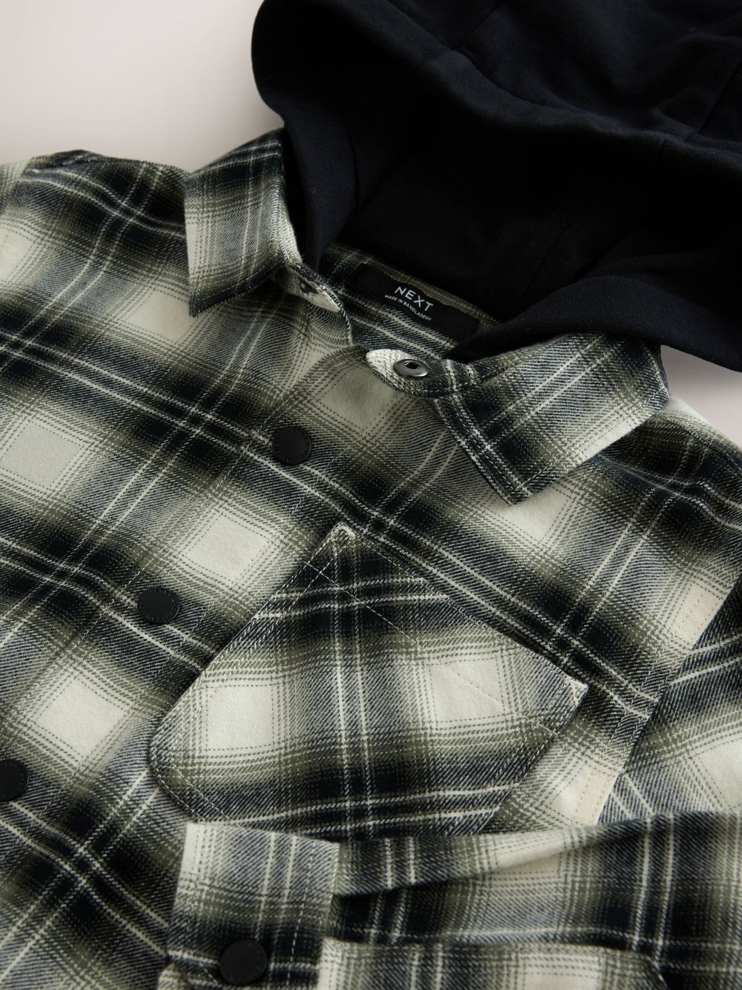 Dsiney Kidz - Black/Green Check Long Sleeve Hooded Shirt (3-16yrs) image 8